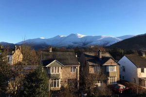 Snow covered Skiddaw from our rooms